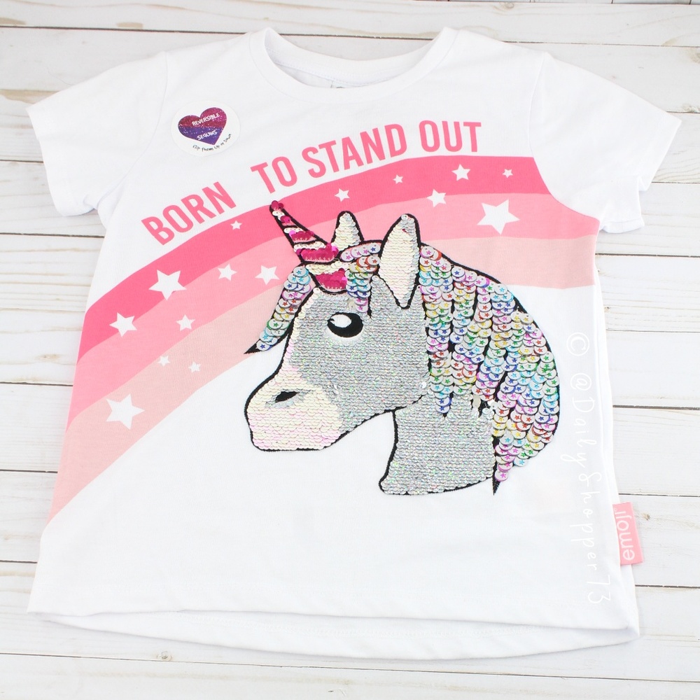 Emoji Brand Girls' Unicorn Reversible Sequin Shirt